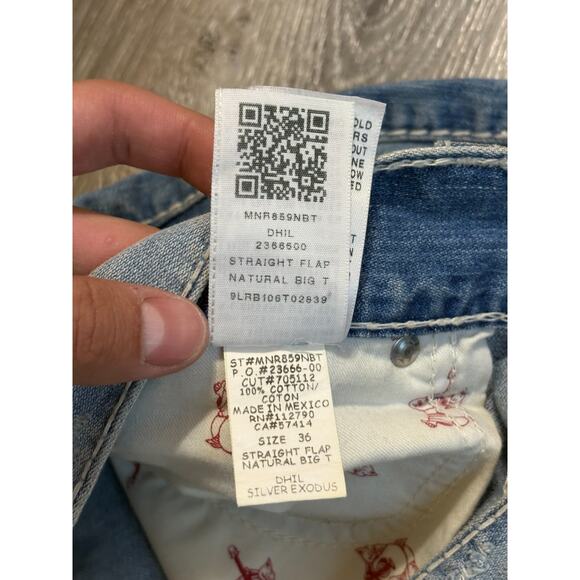 True Religion Distressed Light Wash Straight Leg Jeans Pants Y2K - Men’s 38x29 - Picture 9 of 12